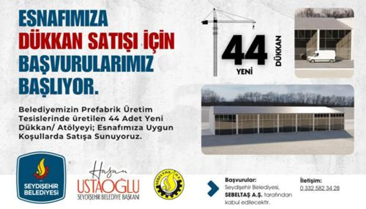 Belediyeden ekonomiye destek hamlesi: 44 sanayi dükkânı satışta