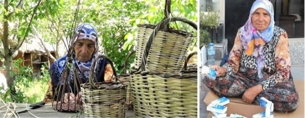 Sepet ustası Nazlı Palaz, sokaklarda mendil satıyor