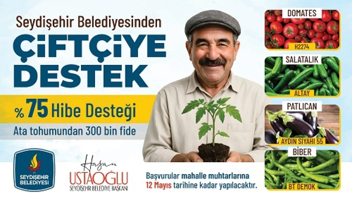 Seydişehir belediyesinden çiftçilere %75 hibeli 300 bin fide desteği