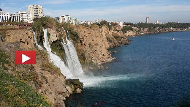 Antalya aşağı düden Şelalesi’ne ziyaretçi ilgisi