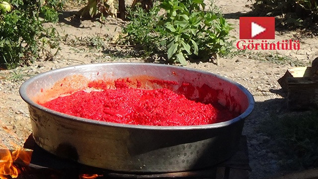 Odun ateşinde organik salça mesaisi başladı